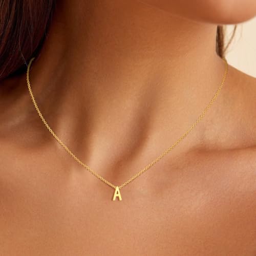 Initial Necklaces for Women Girls, 14K Gold Plated Letter A-Z Pendant Necklace Tiny Initial Necklace Birthday Gifts for Women Teen Girl Gifts Trendy Stuff4