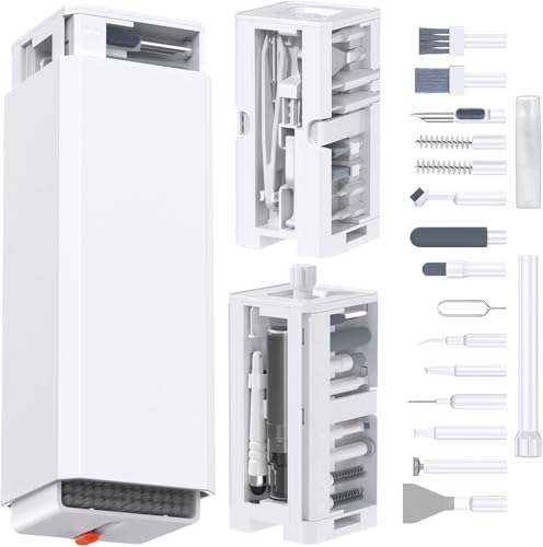 Image of ELECTRO WOLF 32 in 1 Multi-Functional Cleaning Kit for Electronics Including Headphones, Mobile Phones, Computer, Monitor, Lens and etc, Compact and Portable Design (White)