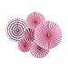 ANCLLO - Set di 12 ventagli di carta da appendere, motivo rotondo, decorazione per compleanni, matrimoni, lauree, eventi, accessori rosa
