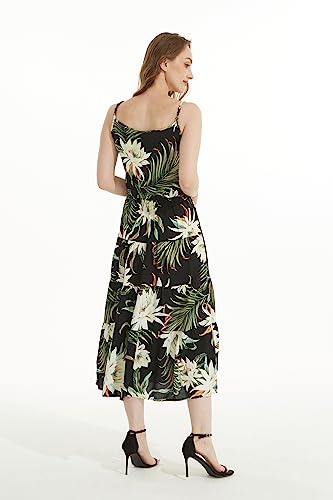 Image of Family Matching Hawaiian Clothes, Wispy Cereus Black | Lightweight 100% rayon • Family matching outfits • Tropical floral print • Beach vacations • Luaus • Cruises • Family photos