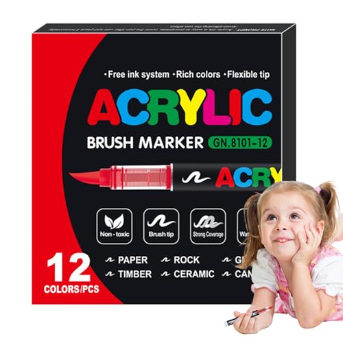 Rotulador de boceto líquido de punta suave, lápiz de color fino y pincel, marrker de arte impermeable, marcador acrílico de flujo directo, páginas para colorear permanentes, lápiz de dibujo