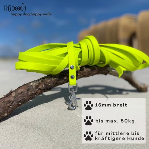 10m Schleppleine, Hundeleine, 1 Karabiner, Neon-Gelb, sehr stabil, schmutz- und wasserabweisend