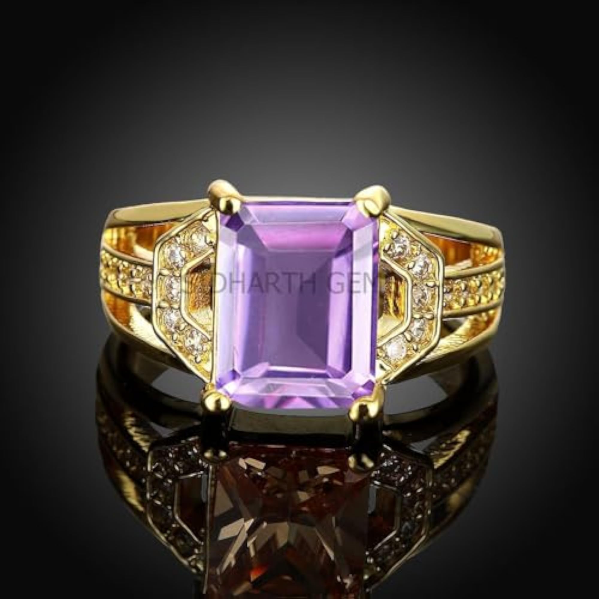 8.00 Carat Gemstone Amethyst Adjustable Ring