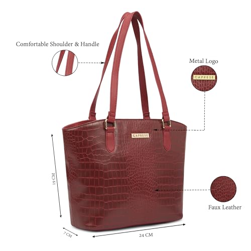 Image of Caprese York Medium Tote Bag for Women | Stylish, Durable, Multi-Compartment Design for Work, Travel, Shopping | Large Capacity, Comfortable Straps, Ideal for Tab & Essentials