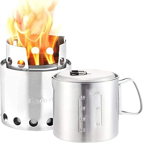 Solo Stove Lite & Pot 900 Combo: Ultralight Wood Burning Backpacking Cook System. Lightweight Kitchen Kit for Backpacking, Camping, Survival. Burns Twigs, No Batteries or Liquid Fuel Gas Canister Required
