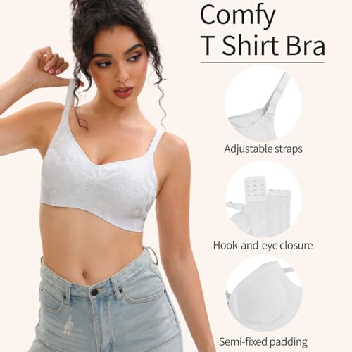 Wireless Bras for Women 3 Pack Seamless Full Coverage T-Shirt Bra No Underwire, Soft Comfort Everyday Bras4
