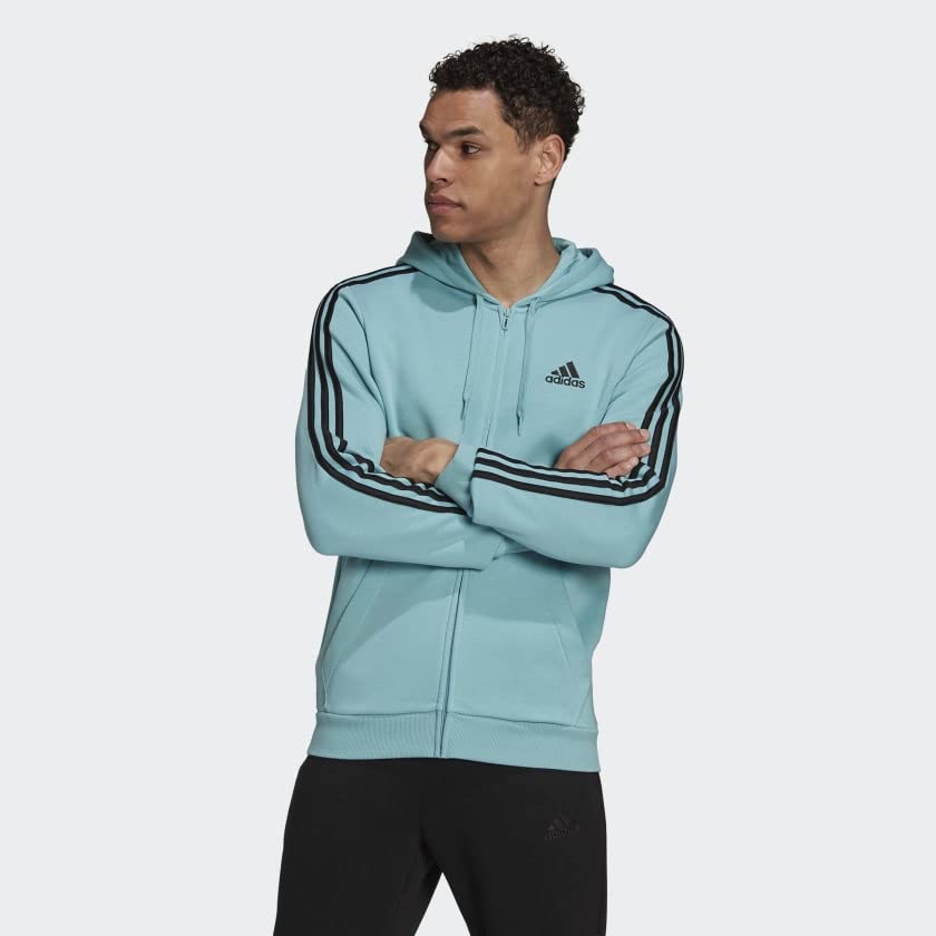 Image of adidas Men's Essentials Fleece 3-Stripes Full-Zip Hoodie, Legend Ink, Large