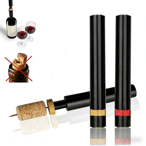 Aeropop Wine Opener 2 Pack Air Pump Wine Bottle Opener - Portable Needle Type Corkscrew No Pull Easy Open Manual Pressure Wine Opener for Travel Picnic Party Home Restaurant Golden+Red