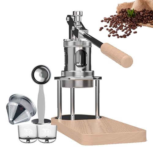 Cafetera espresso manual portátil, cafetera de prensa de palanca con manómetro, 6-9 bares, compatible con portafiltro de 51 mm o 58 mm para el hogar, viajes, camping, oficina