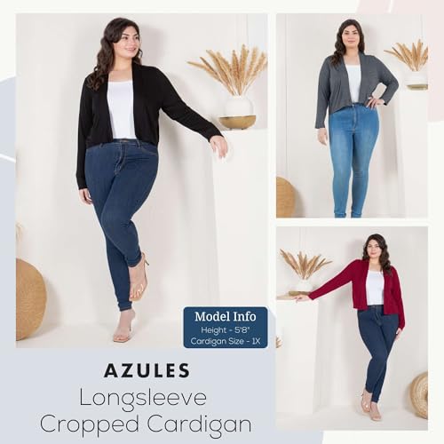 Image of Azules Cropped Cardigan for Women, Open Front Drape Lightweight Sweater Long Sleeves Women's Cardigans