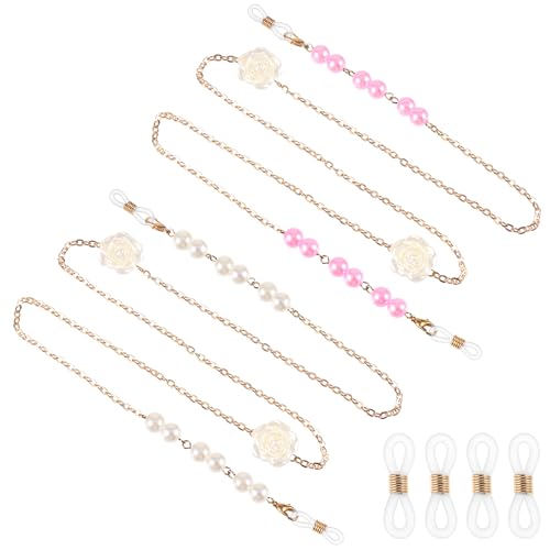 Amabro Glasses Chain Pearl Eyeglass Chain Anti Lost Eyeglasses String Holder Eyewear Retainer String for Women Girls Men(Pink)