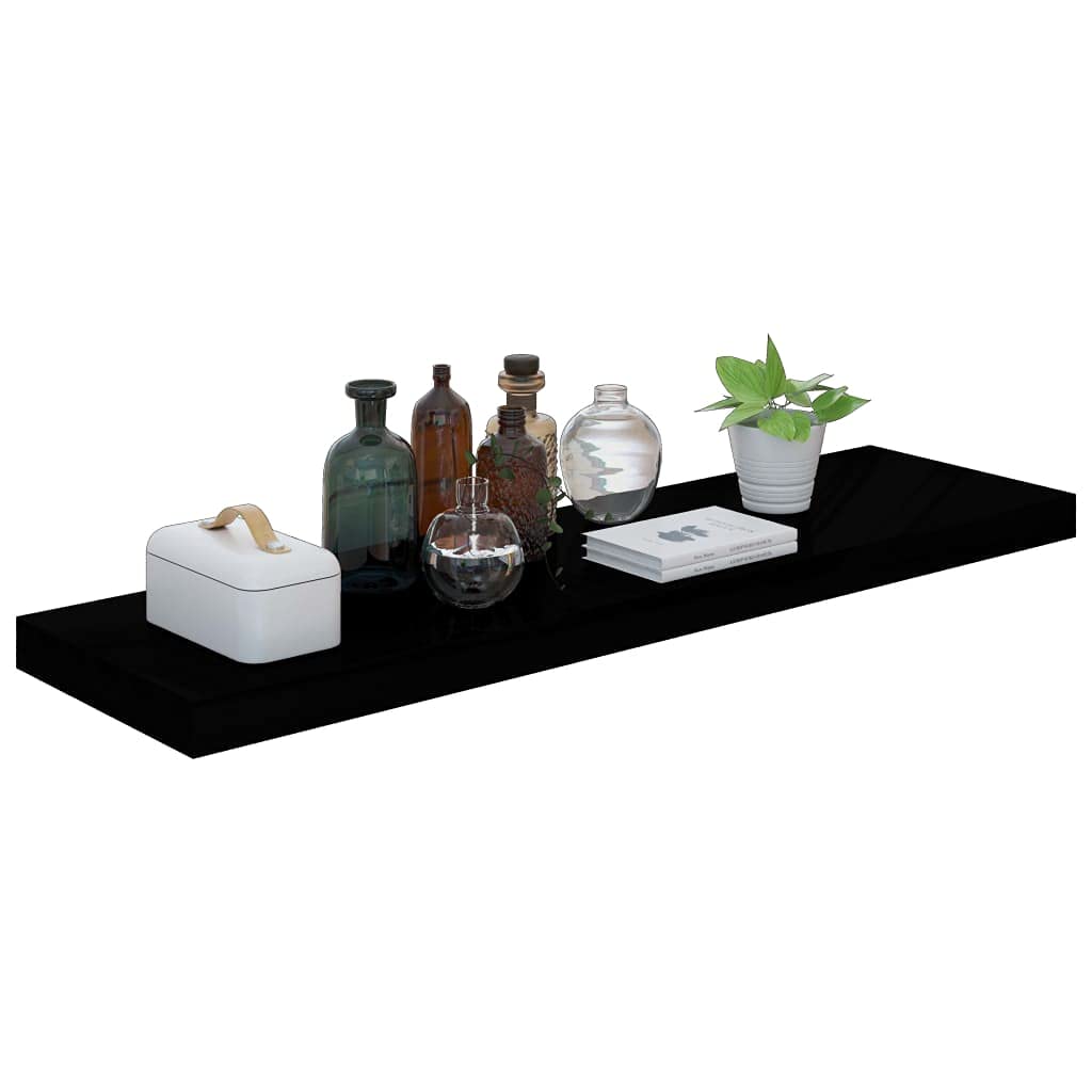 Juego de 2 estantes flotantes, color negro, 90 x 23,5 x 3,8 cm, tablero de pared de madera MDF con soporte invisible para salón, cocina, dormitorio, estantería