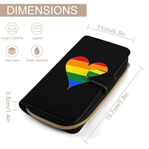 Gay Proud Rainbow Heart Long Wallet for Women Men Purses Coin Pouch Credit Card Holder Organizer2
