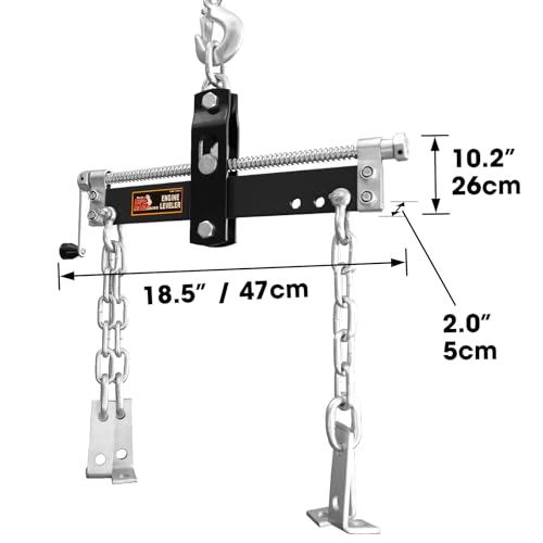 Image of Big RED AT32100BR Torin Engine Hoist Shop Crane Accessory: Steel 3 Position Engine Leveler with Adjustable Handle, 3 /4 Ton (1,500 lb) Capacity, Black
