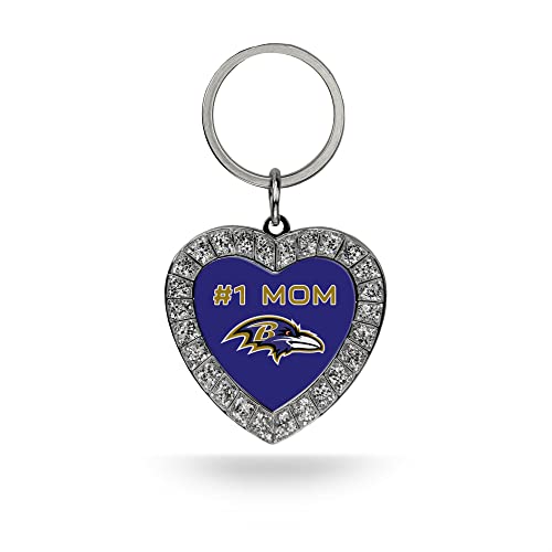 Image of Rico Industries NFL Football Rhinestone Heart Keychain - Great Accessory
