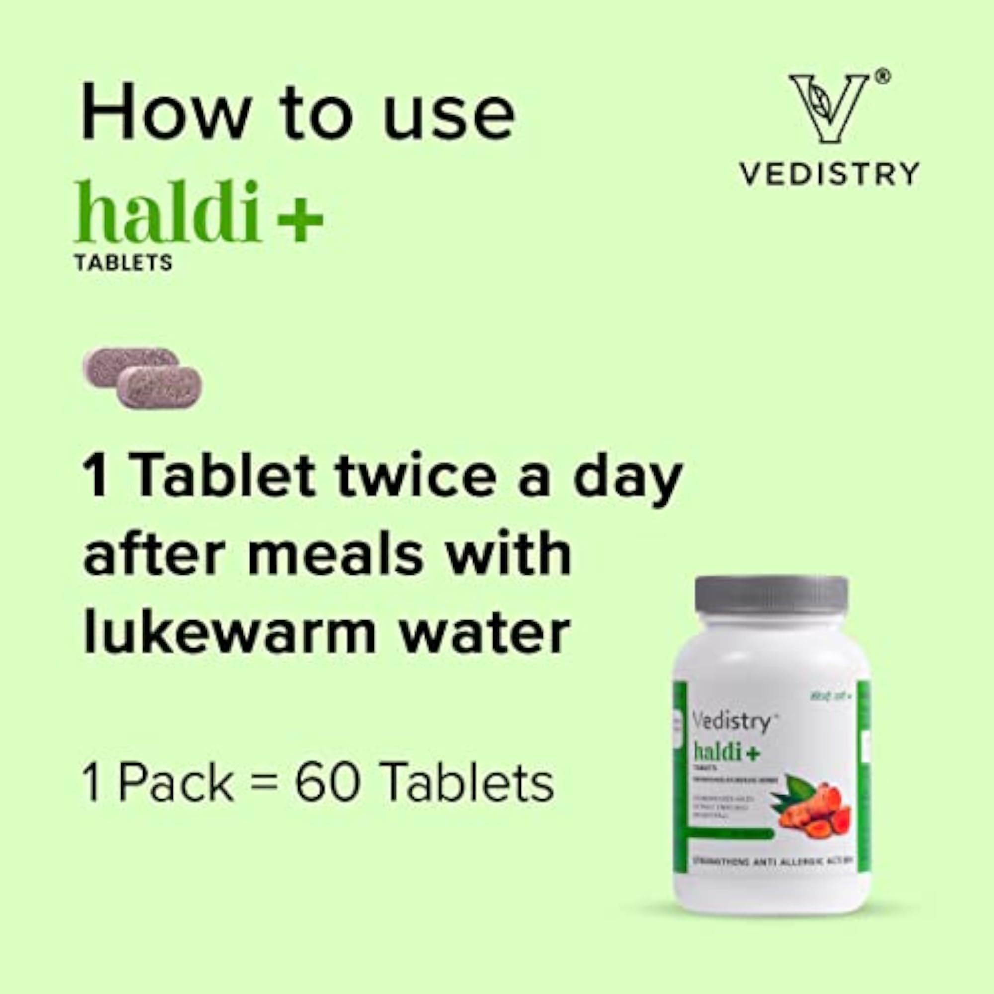 Charak Vedistry Haldi+ Tablets with Piperine, 60 Tablets