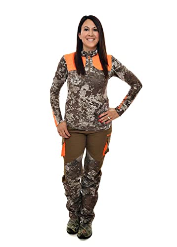Girls With Guns Sienna Women’s ¼ Zip Long Sleeve Highland Hunting Shirt with Blaze Orange Padding on Shoulder & Forearm2