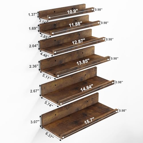 image for Fixwal Floating Shelves, 6 Sets of Wall Mounted Shelves for Home Decor