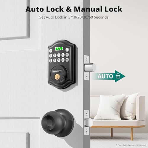 Image of AkaGear Keyless Entry Door Lock with Keypad - Smart Deadbolt for Front Door with 2 Keys - Auto Lock - Easy Installation - DS10 Mini (Matte Black)