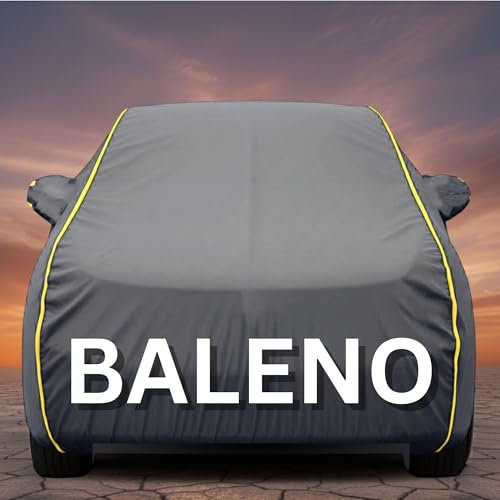 Image of Premium Grey Series 100% Waterproof Car Body Cover for Baleno Cover (All Models) with Mirror Pockets | Triple Stitched, Elastic, Custom Fit, Heat Resistant, Anti-Dust, All-Weather Cover