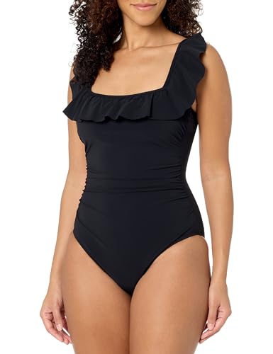 Profile by Gottex Women's Standard Tutti Frutti Recycled Square Neck Ruffle One Piece