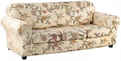 Miniatura 8 de Lamberia Funda estampada para sofá de 3 cojines, funda de sofá de alta elasticidad de 4 piezas con tres fundas de cojín separadas con parte inferior