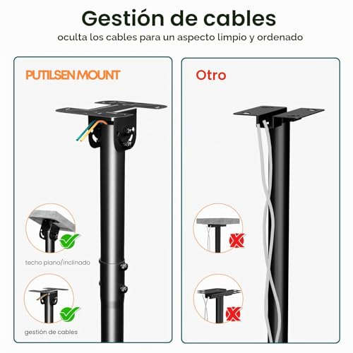 Miniatura 4 de Soporte Tv Techo Para, Ajustable E Inclinable Compatible Con La Mayoría De Los Televisores De 43 A 86 Pulgadas, Soporte De Techo Full-Motion, Soporta Hasta 60 Kg, Compatible Con Vesa 600 X 400 Mm