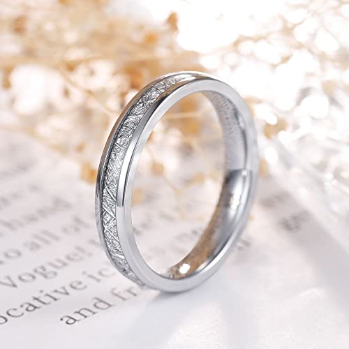 THREE KEYS JEWELRY Women Wedding Hunting 4mm/6mm/8mm Bands Titanium Viking Carbide Meteorite Ring with Jewels Polished Infinity Unique for Her Silver2