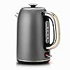 Electric Tea Kettle - Sotya 57OZ Stainless Steel Kettle Water Boiler with Stay Cool Handle - 1500W Fast Boiling Hot Water Heater Kettle, Swivel Base, Cordless Pouring, Auto Shut-Off & Boil-Dry Protection (Space Grey)
