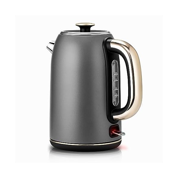 Electric Tea Kettle - Sotya 57OZ Stainless Steel Kettle Water Boiler with Stay Cool Handle - 1500W Fast Boiling Hot Water Heater Kettle, Swivel Base, Cordless Pouring, Auto Shut-Off & Boil-Dry Protection (Space Grey)