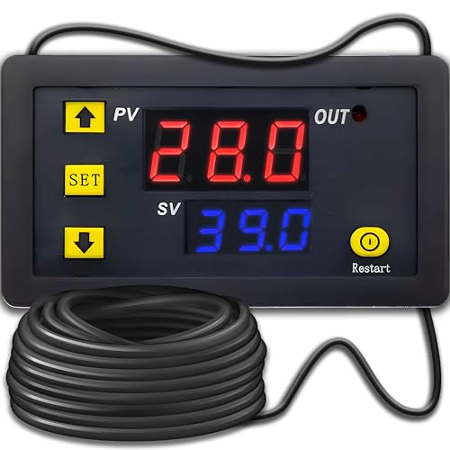 Retoo Digital Temperaturregler Thermostat Temperaturthermostat Programmierbar Temperatursensor Controller LCD Display Thermostatschalter 1m Sonde -50-110 Celsius Alarm Mikrocomputer AC 110V-220V