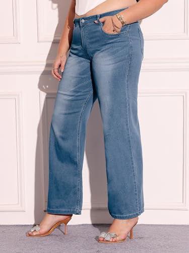 Image of Miss Chase A+ Women's Bootcut High Rise Regular Length Stretchable Denim Jeans