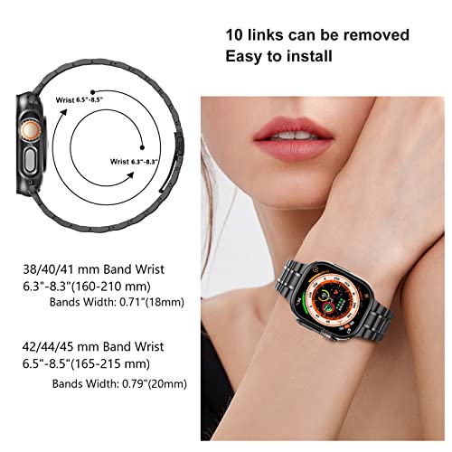 Image of MioHHR Solid Stainless Steel Band Compatible with Apple Watch 49mm Ultra 3 /2 /1, Metal Strap with Soft TPU Case for iWatch Series Ultra 3 /2 /1 49mm Women and Men, Black