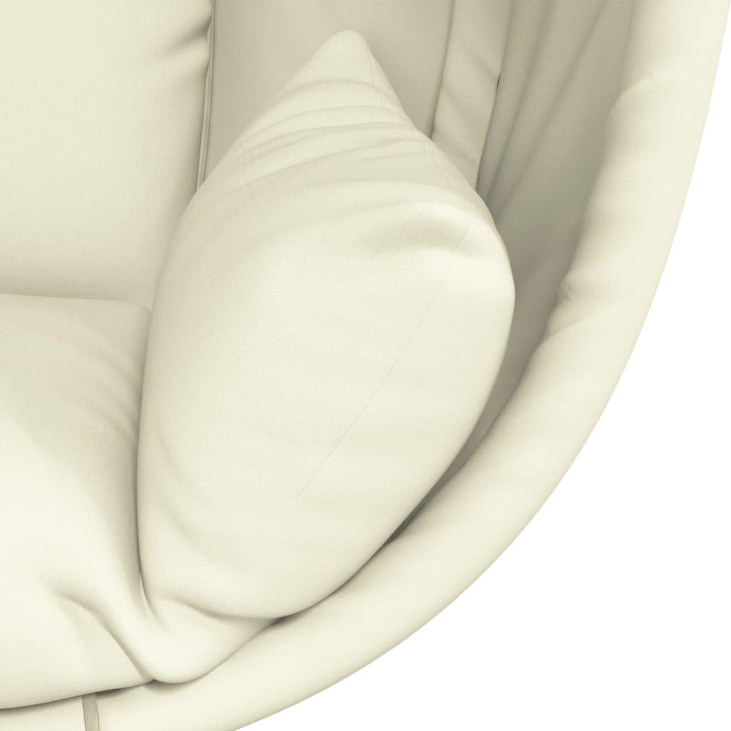 Silla colgante con diseño de huevo con soporte, tela beige y acero, silla colgante para salón, balcón, columpio exterior o interior, sillón para adultos