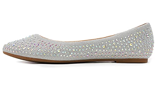 FEVERSOLE Women's Rhinestone Flat Shoes Sparkly Embellished Party Wedding Dress Ballets3