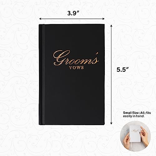 Aerai Group Vow Books, Wedding Vows Book - Bride And Groom Vow Book For Wedding - Wedding Booklets Black And Gold - Vow Journal 5.5 X 3.9 In With Box - Wedding Notebook - Bridal Shower & Vow Renewal #TOP4