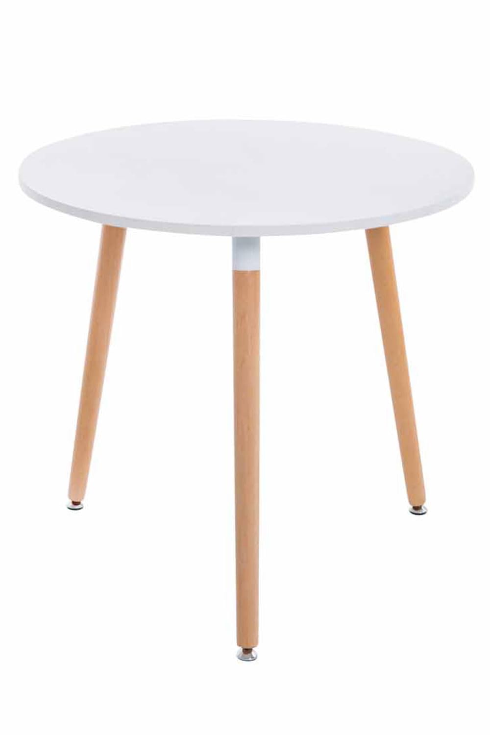 CLP Mesa Auxiliar Ansgar En Estilo Nórdica I Mesa De Centro Baja con Ř 80 Cm I Mesa De Café con Base De Madera & Tablero De MDF I Color:, Color:Blanco, Color del Marco:Natura