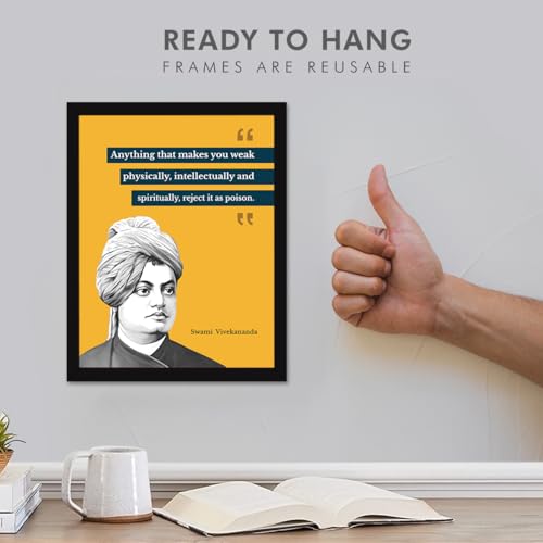 Image of Chaka Chaundh Acrylic - Suitable Swami Vivekananda Motivational Quotes Framed Poster for Office & Student - 14 X 11 Inches