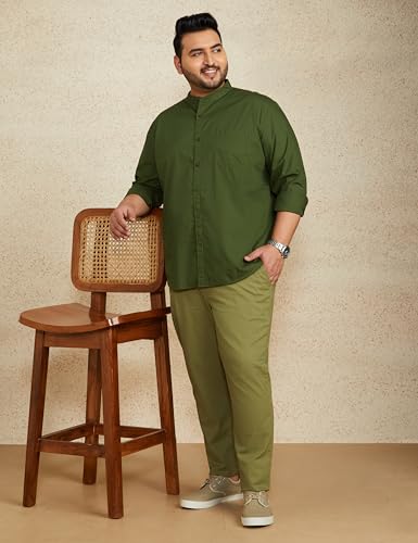 Image of Amazon Brand - Symbol Men's Cotton Shirt | Chinese Collar | Casual | Plain | Full Sleeve | Summer - Regular Fit (Available in Plus Sizes)