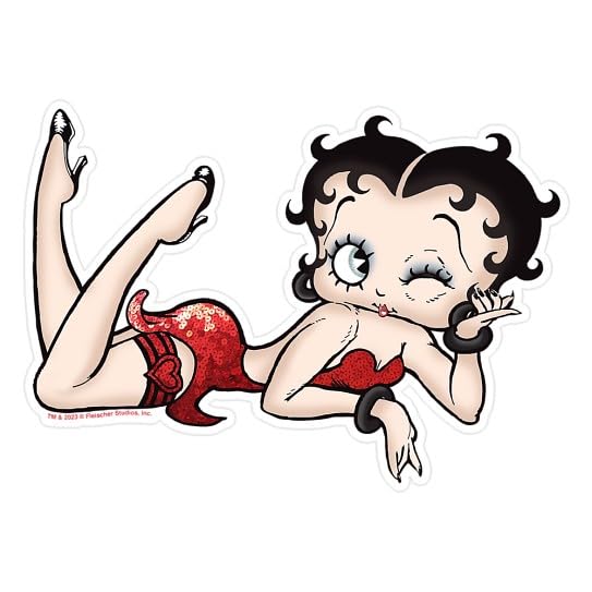 CafePress Betty Boop Red Sequins Large Die Cut Sticker, 8.75" x 8.75" Matte Finish