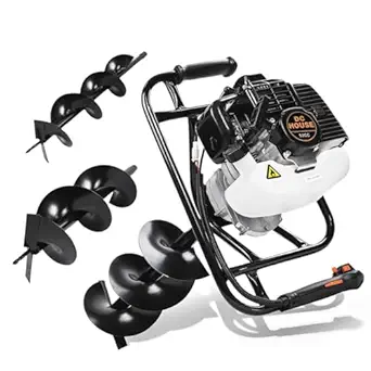 DC HOUSE 52cc 1800W Gas Powered Earth Auger EPA Certified Post Hole Digger, with 2 Drill Bits 6