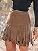 CUPSHE Women Skirts Terra Cotta High Waist Fringe Mini Skirt Short Skirts Light Brown L