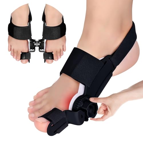 veook Bunion Corrector for Women Big Toe,Orthopedic Bunions Correction with Non Slip Separators for Women, Adjustable Toe Straightener Suitable for Left/Right Feet Hallux Valgus Relief (1, Black)