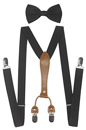 Image of Men's Suspenders Bowtie Set Elastic Y Shape Style Women's Suspenders Bowtie For Wedding&Formal Events