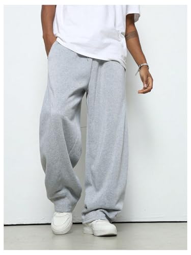OYOANGLE Men's Loose Fit Sweatpants Elastic Drawstring Waist Baggy Wide Leg Pants Workout Trousers2