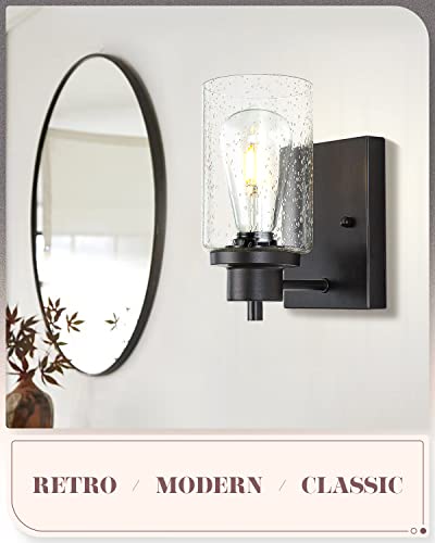 Image of 2-Pack Modern Bath Vanity Light Fixture 1-Light, Indoor Bathroom Wall Sconces for Living Room, Porch, Bedside, Brushed Nickel Finish with White Frosted Glass Shades Wall Mounted Lights