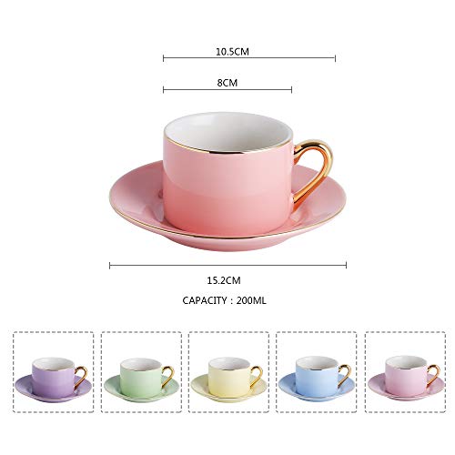 Artvigor 6 Juegos de Tazas de Café/Té de Porcelana Tazas de Cerámica, 200 ml, Juegos de Vajillas de Agua/Leche para… - Imagen 4