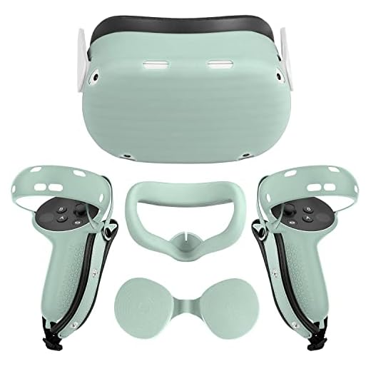 Relohas Accessories for Oculus Quest 2, VR Accessory Set for Meta Quest 2, Include Controller Grip Leather Cover, VR Shell Cover, Face Cover, Lens Coverr, Protect Your VR in All Aspects(Green)