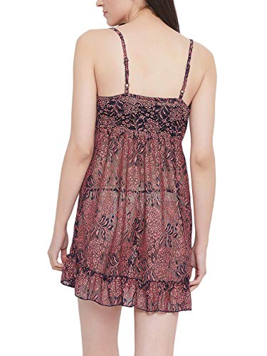 Image of Clovia Women's Lace Sheer Babydoll with Thong