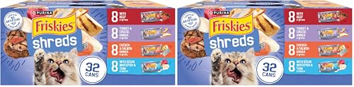 Image of Friskies Purina Gravy Wet Cat Food Variety Pack, Savory Shreds with Beef, Turkey and Cheese Dinner, Chicken & Salmon Dinner, with Ocean Whitefish & Tuna - 5.5 oz. Cans (Pack of 64)